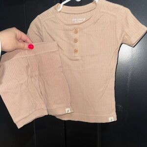 Easy Peasy Ribbed Set in tan